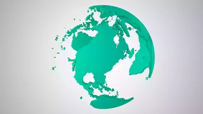 Globe Shell Teal 3D model