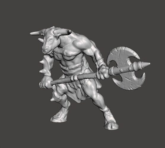 MINOTAUR WITH GREATAXE MINIATURE MODEL FIGURE FANTASY GAMES RPG 3D print model
