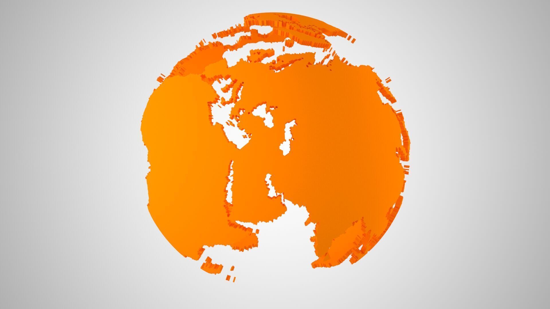 Globe Shell Orange Color World Map 3D model_3