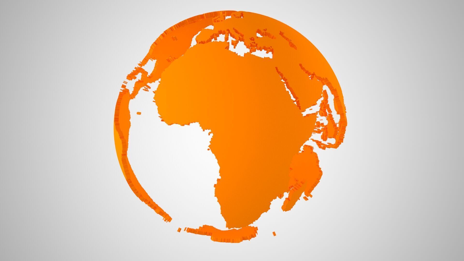 Globe Shell Orange Color World Map 3D model_2