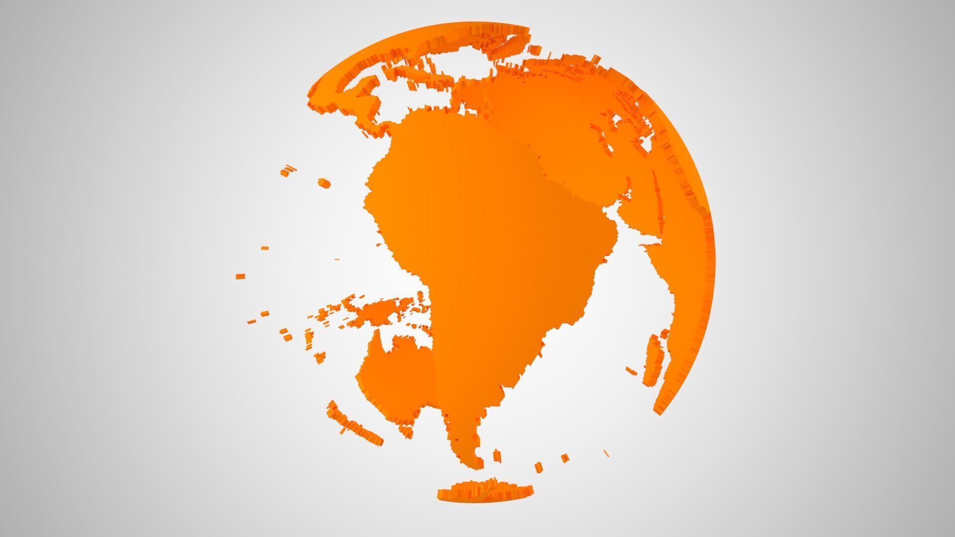 Globe Shell Orange Color World Map 3D model_1