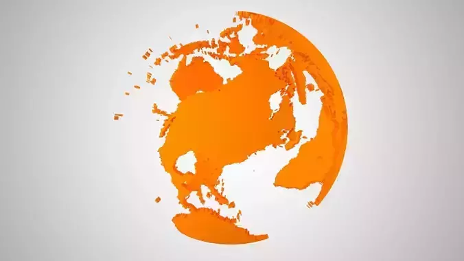 Globe Shell Orange Color World Map 3D model