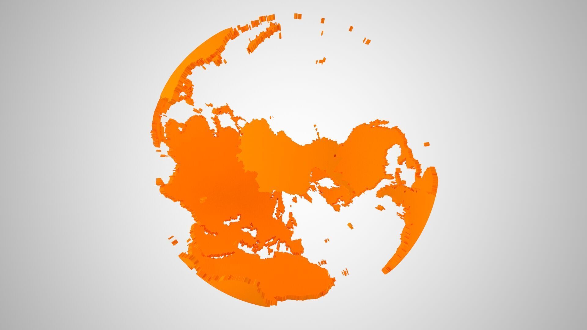 Globe Shell Orange Color World Map 3D model_6