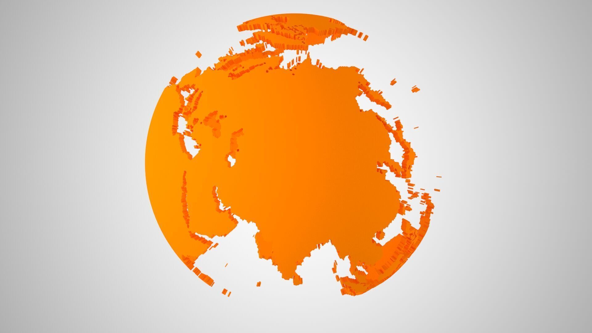 Globe Shell Orange Color World Map 3D model_4