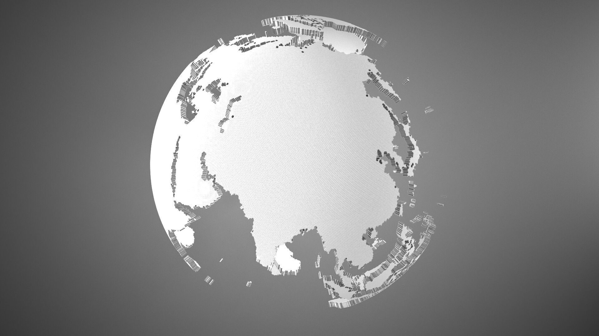 Globe Shell Orange Color World Map 3D model_7