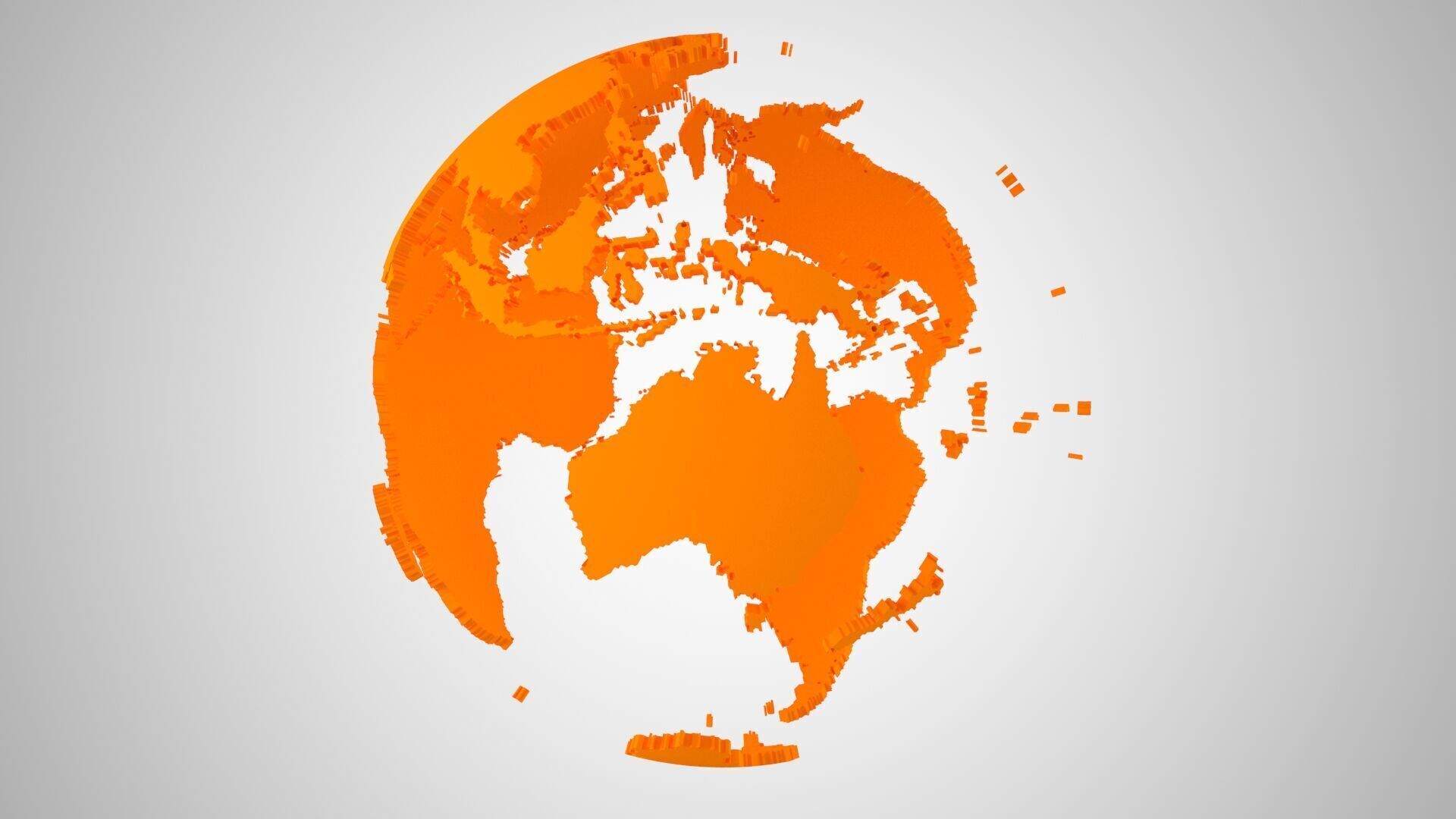 Globe Shell Orange Color World Map 3D model_5