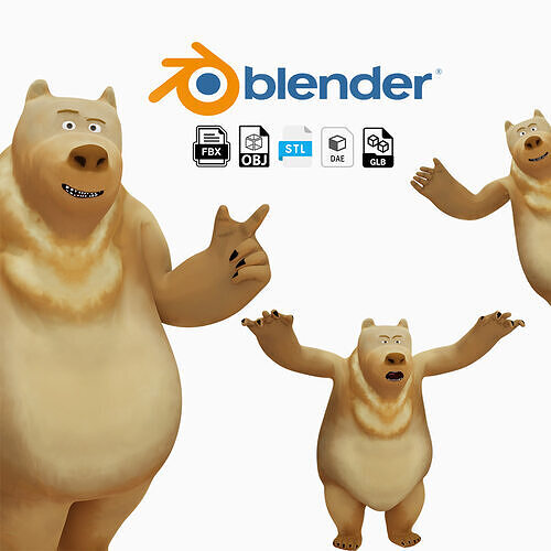 Cartoon Style Brown Bear Low-poly 3D model