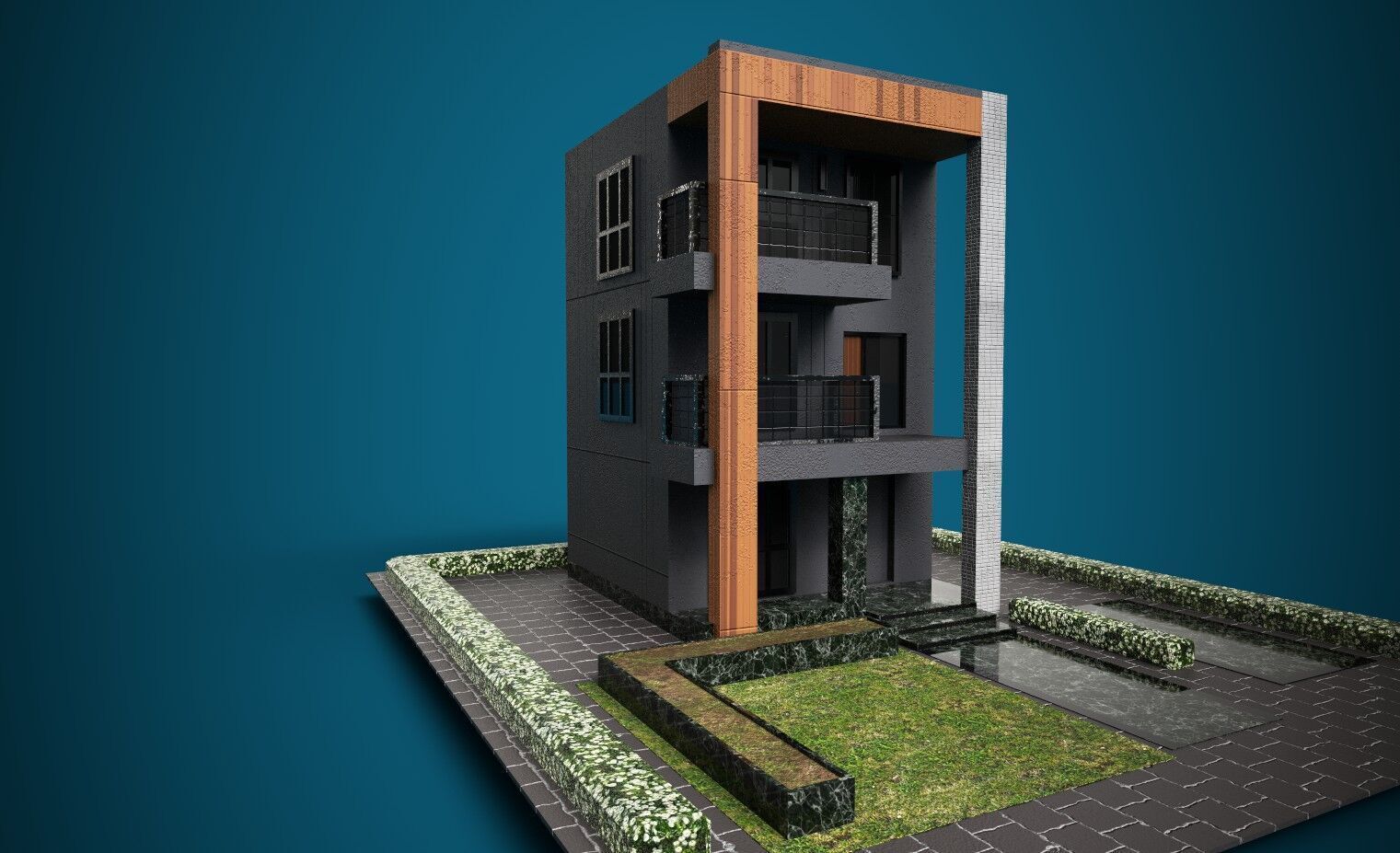 Low Poly Exterior 3D House  PBR Textured  1163 Polygon  Low-poly 3D model_5