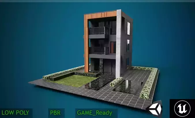 Low Poly Exterior 3D House  PBR Textured  1163 Polygon 