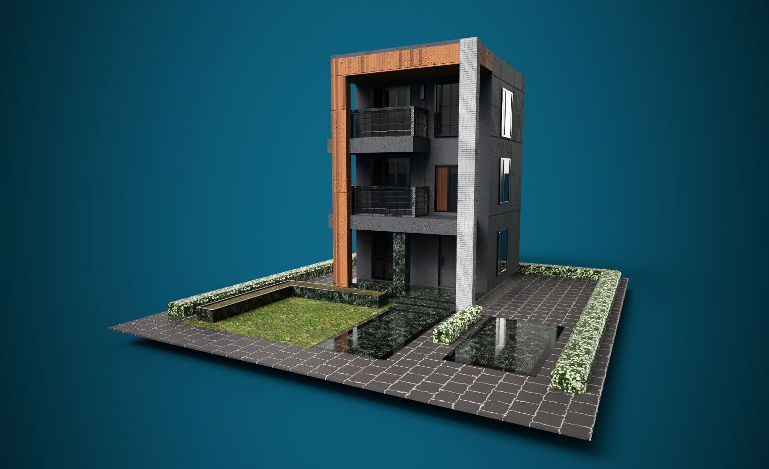 Low Poly Exterior 3D House  PBR Textured  1163 Polygon  Low-poly 3D model_2