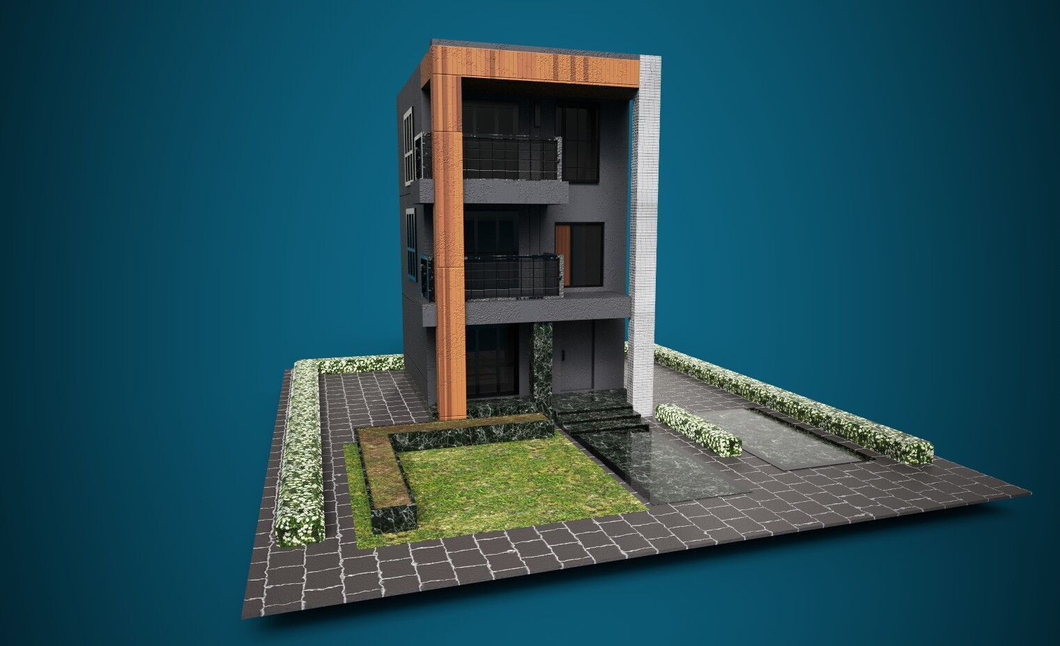 Low Poly Exterior 3D House  PBR Textured  1163 Polygon  Low-poly 3D model_1