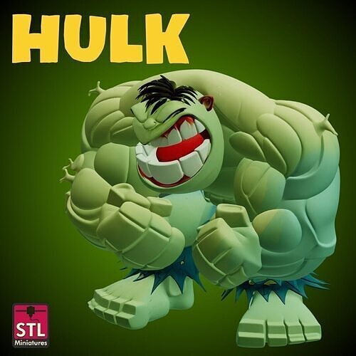 Hulk Smash STL File Cartoon Comic Hulk Miniature 3D print model