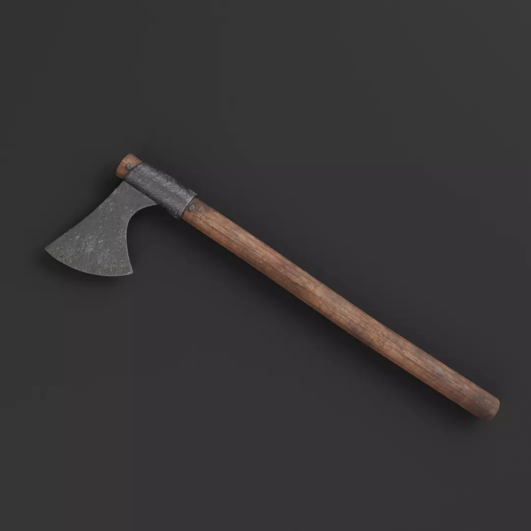3D Medieval One Handed Axe Game Ready PBR Low-poly 3D model_0