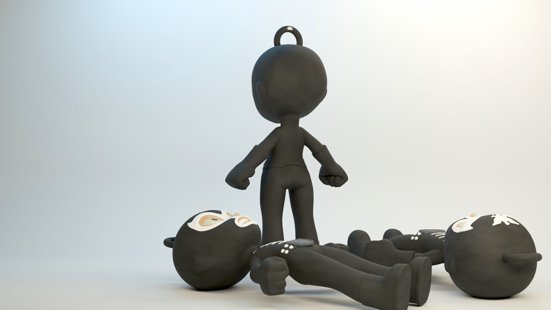 Shocker Combatman Chibi Style Model and Keychain Version 3D print model_3