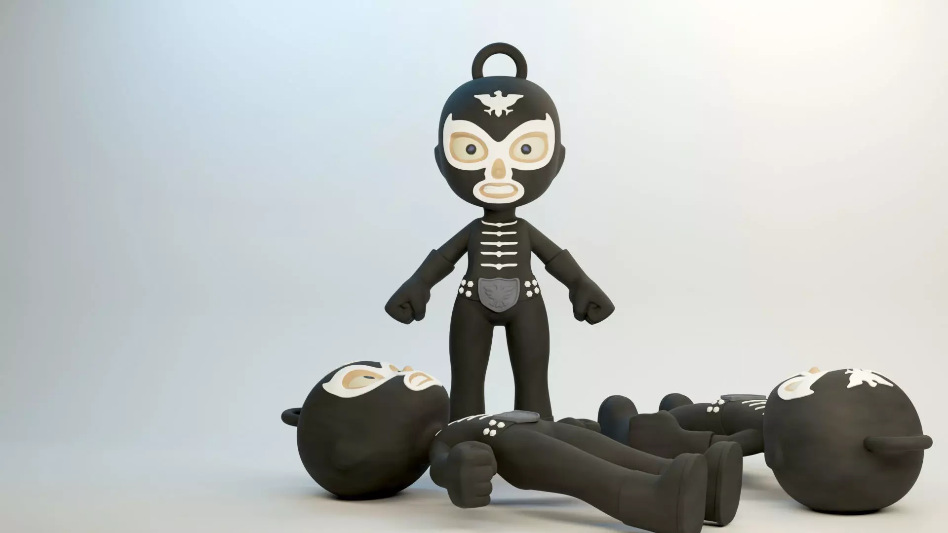 Shocker Combatman Chibi Style Model and Keychain Version 3D print model_0