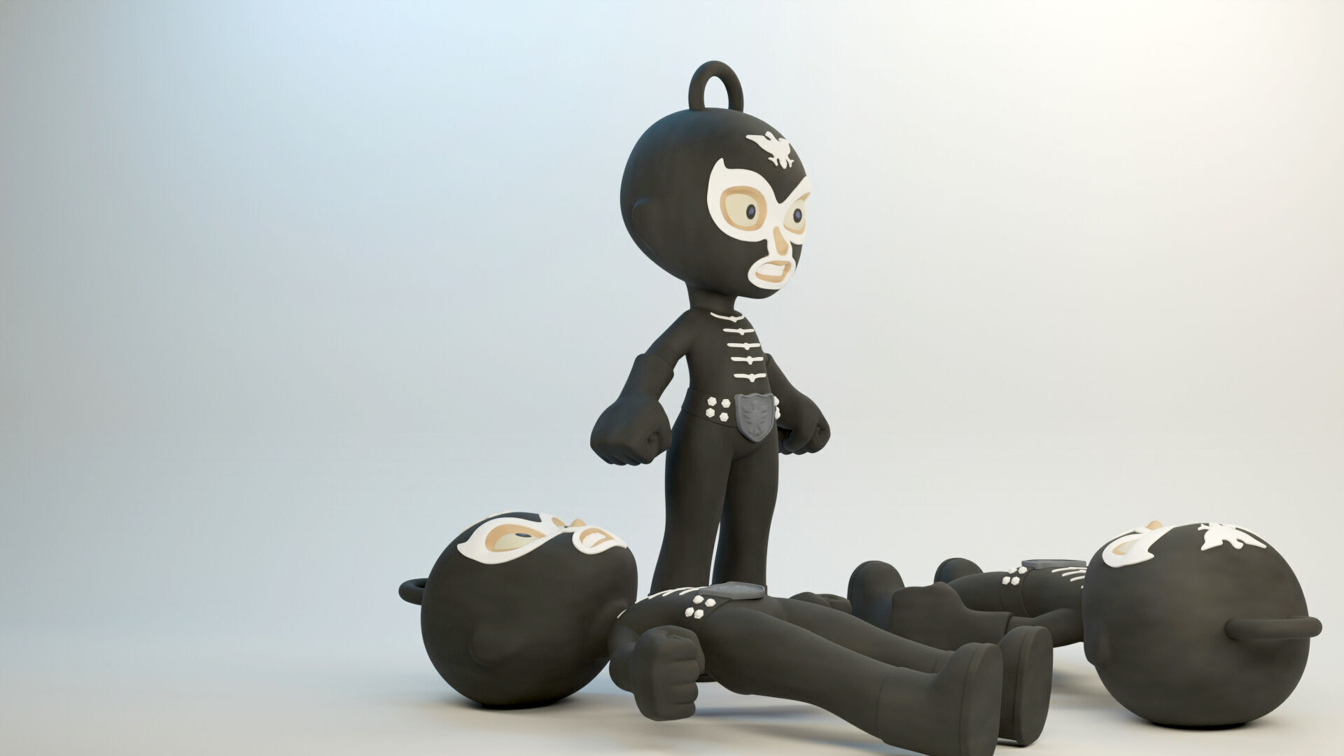 Shocker Combatman Chibi Style Model and Keychain Version 3D print model_1