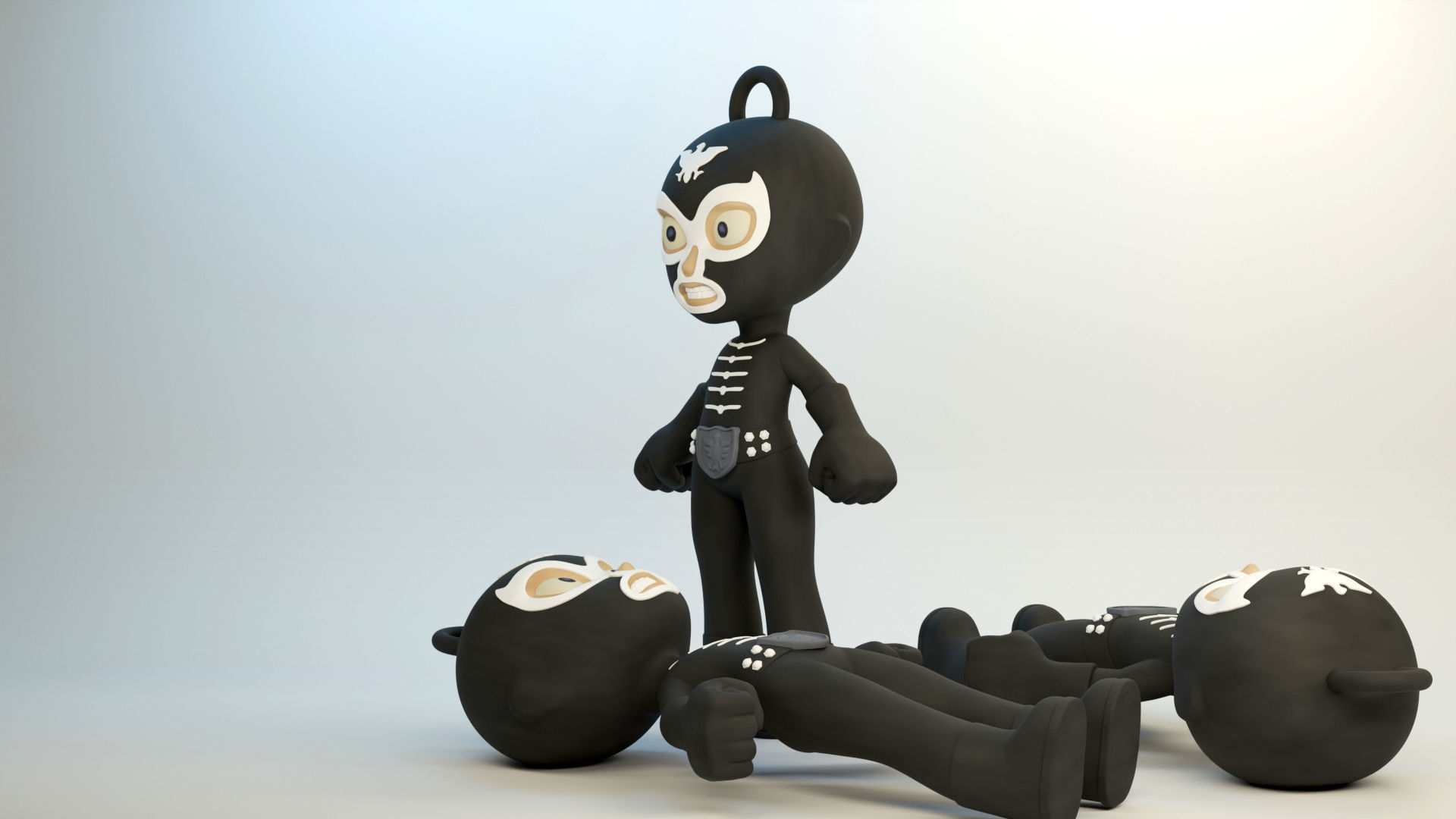 Shocker Combatman Chibi Style Model and Keychain Version 3D print model_4