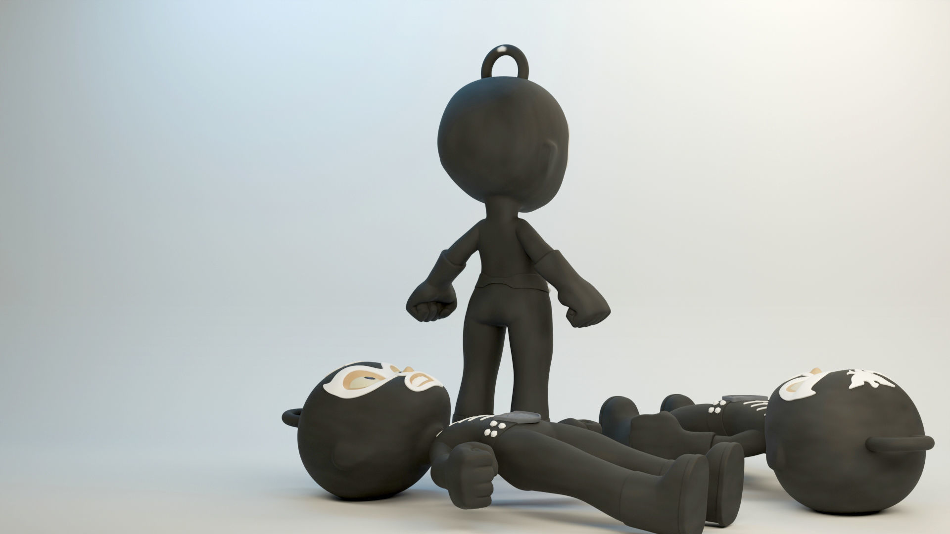 Shocker Combatman Chibi Style Model and Keychain Version 3D print model_2