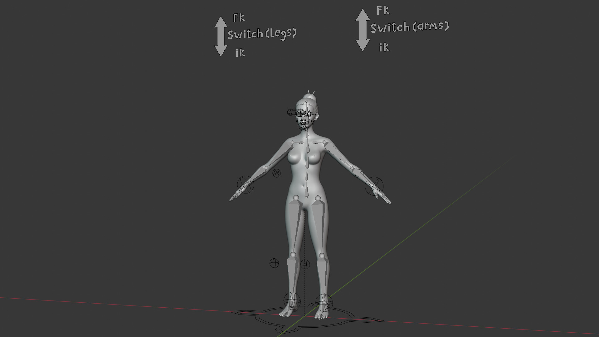 Stylized Male Female Body Base IK FK Face Rig Animation Ready Low-poly 3D model_50