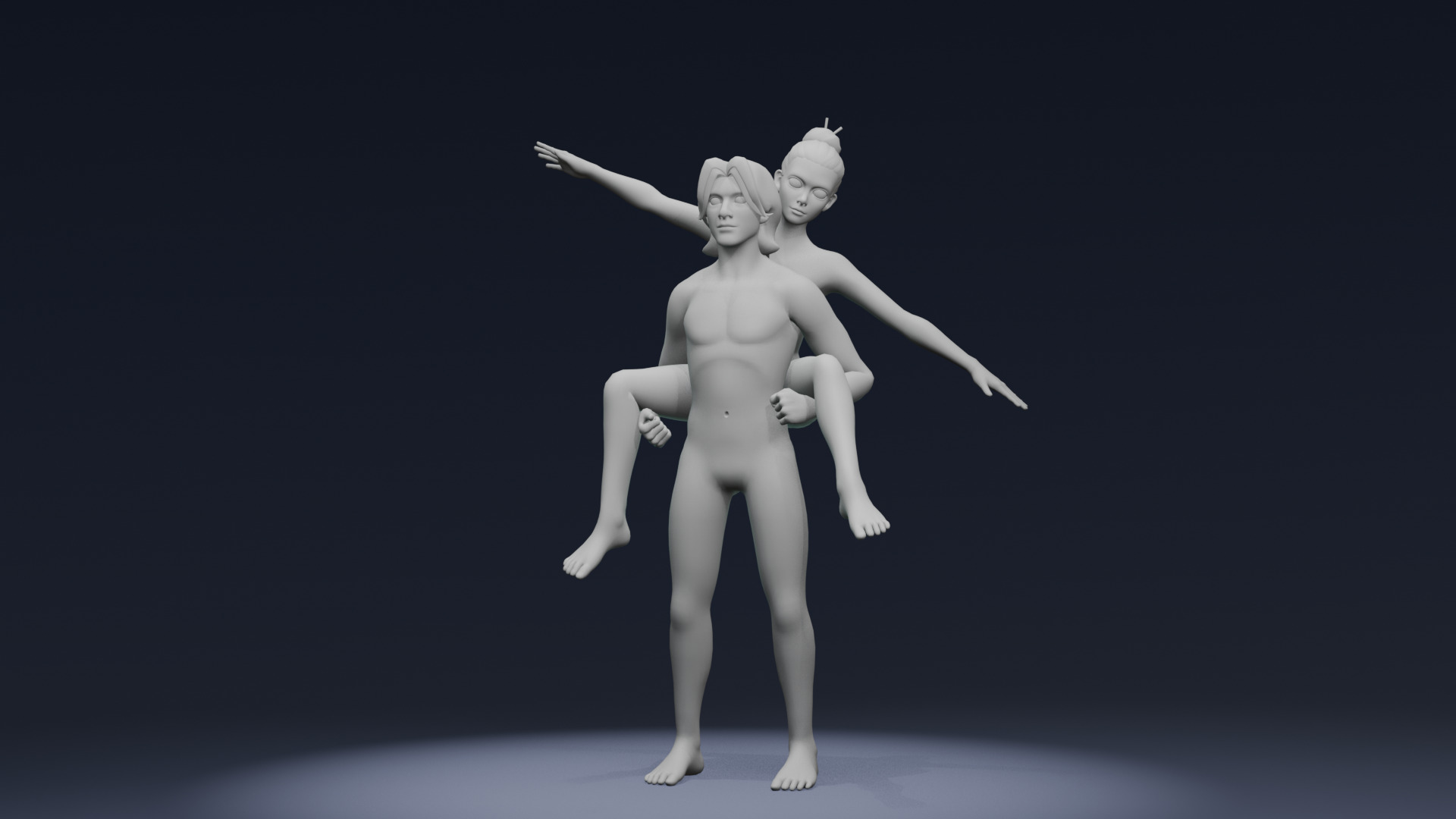 Stylized Male Female Body Base IK FK Face Rig Animation Ready Low-poly 3D model_9
