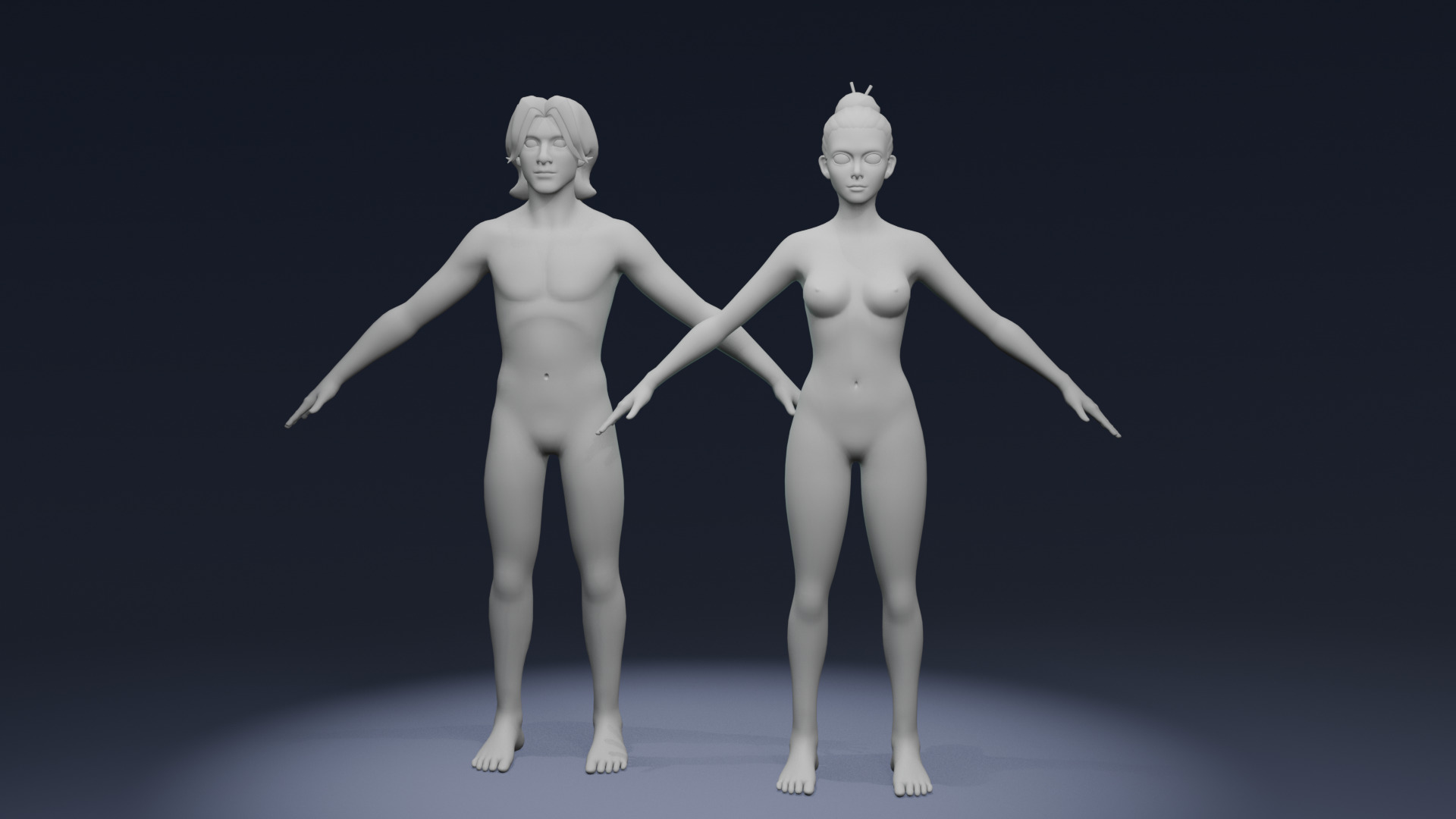 Stylized Male Female Body Base IK FK Face Rig Animation Ready Low-poly 3D model_5