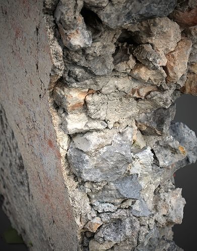 Abandoned House Ruined Part Scan - Broken Wall 01 3D model