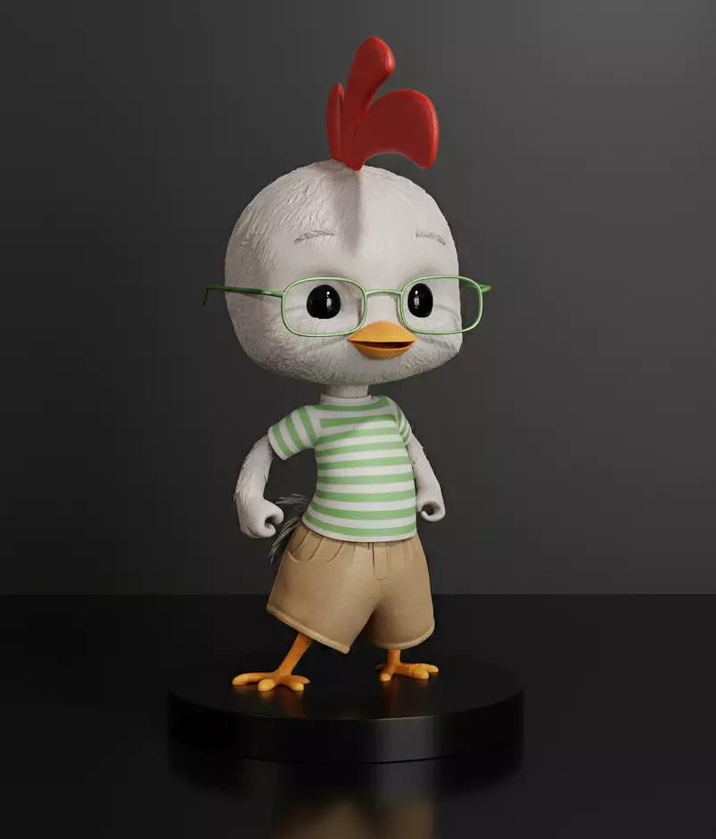 Chicken Little -3D Action Figure with Base and Pre-Supported 3D print model_0