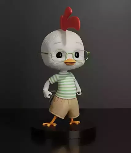 Chicken Little -3D Action Figure with Base and Pre-Supported 