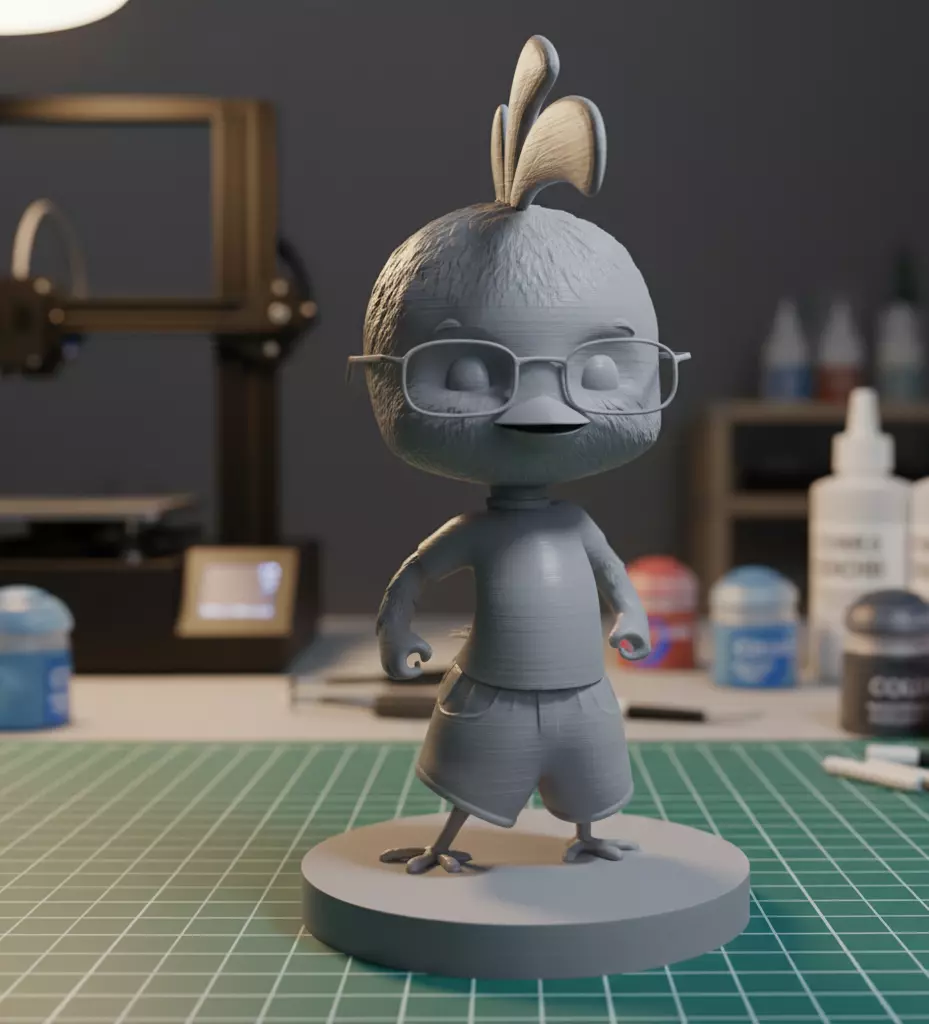 Chicken Little -3D Action Figure with Base and Pre-Supported 3D print model_3