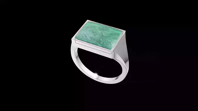 Rectangular Silver Ring with Gemstone 