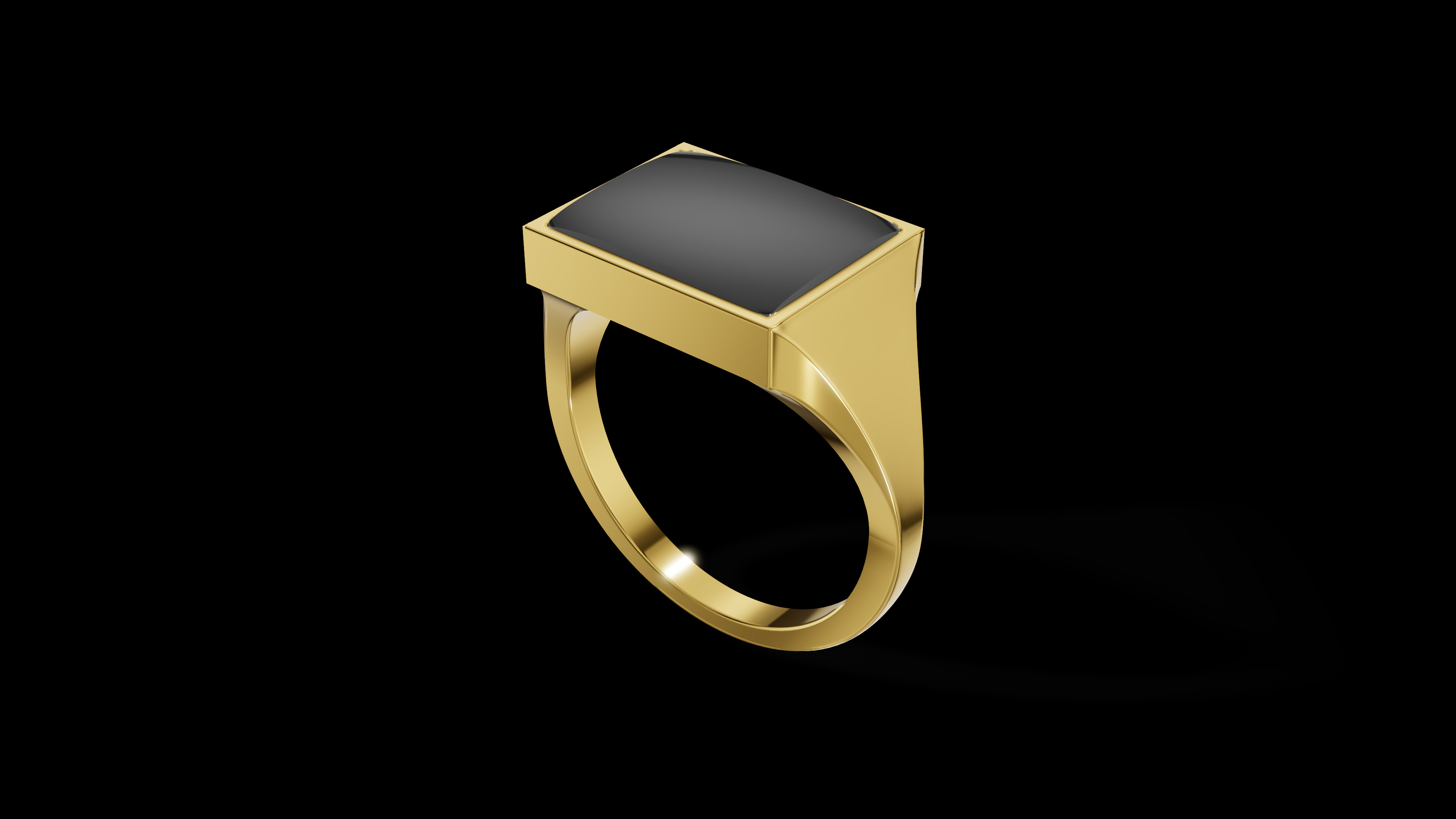 Rectangular Silver Ring with Gemstone  3D print model_7