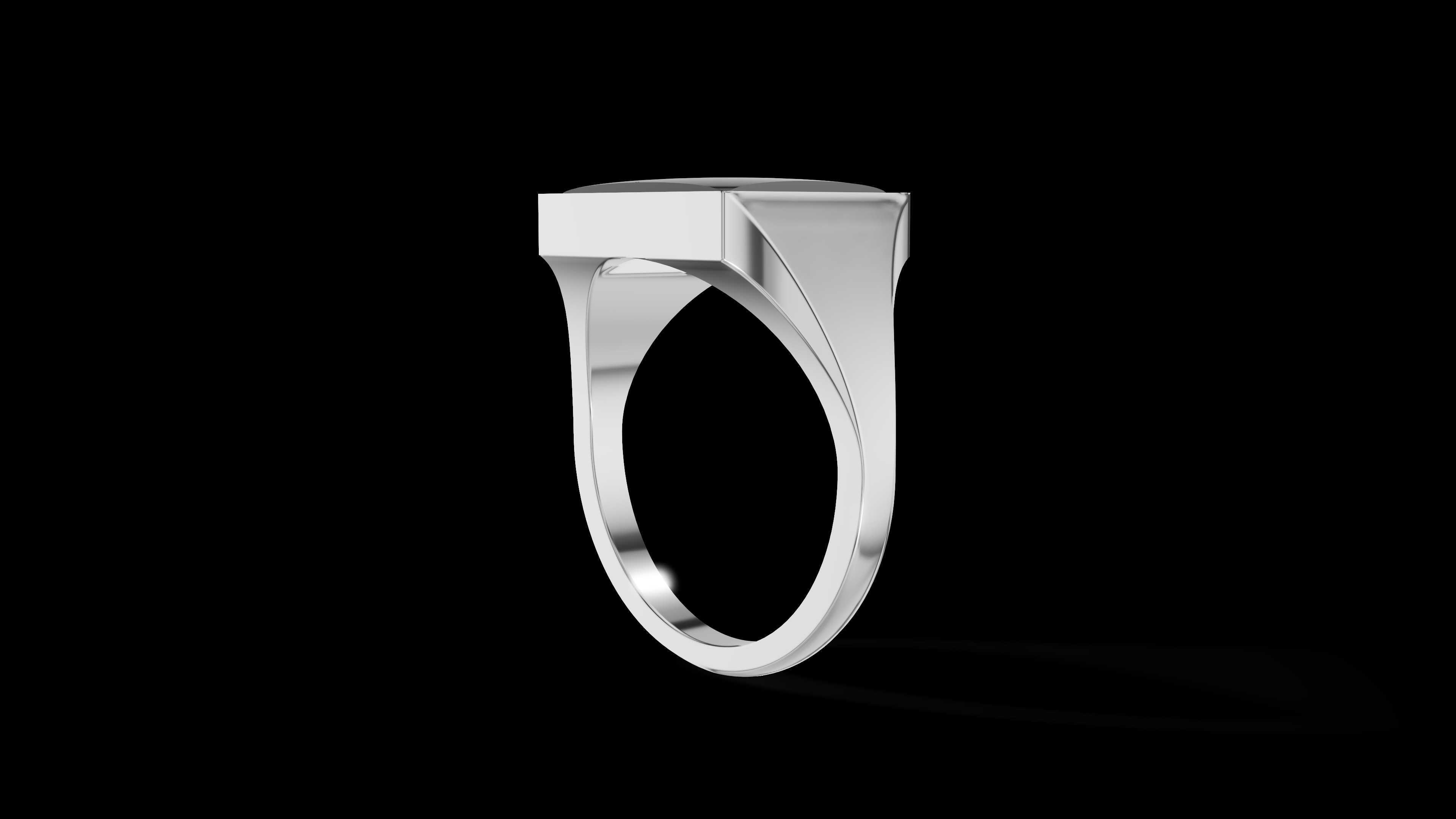 Rectangular Silver Ring with Gemstone  3D print model_13