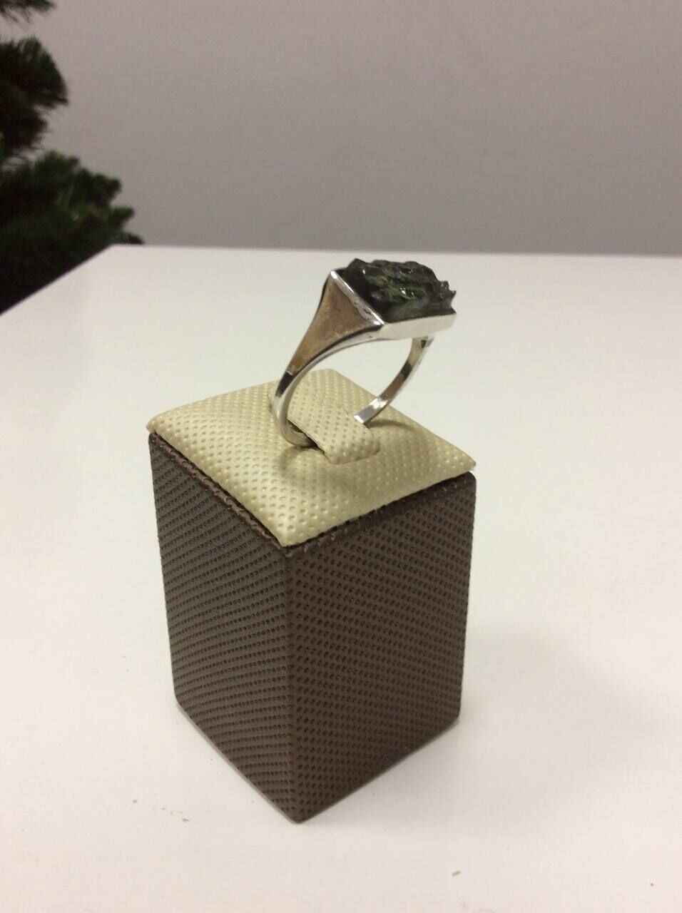 Rectangular Silver Ring with Gemstone  3D print model_25