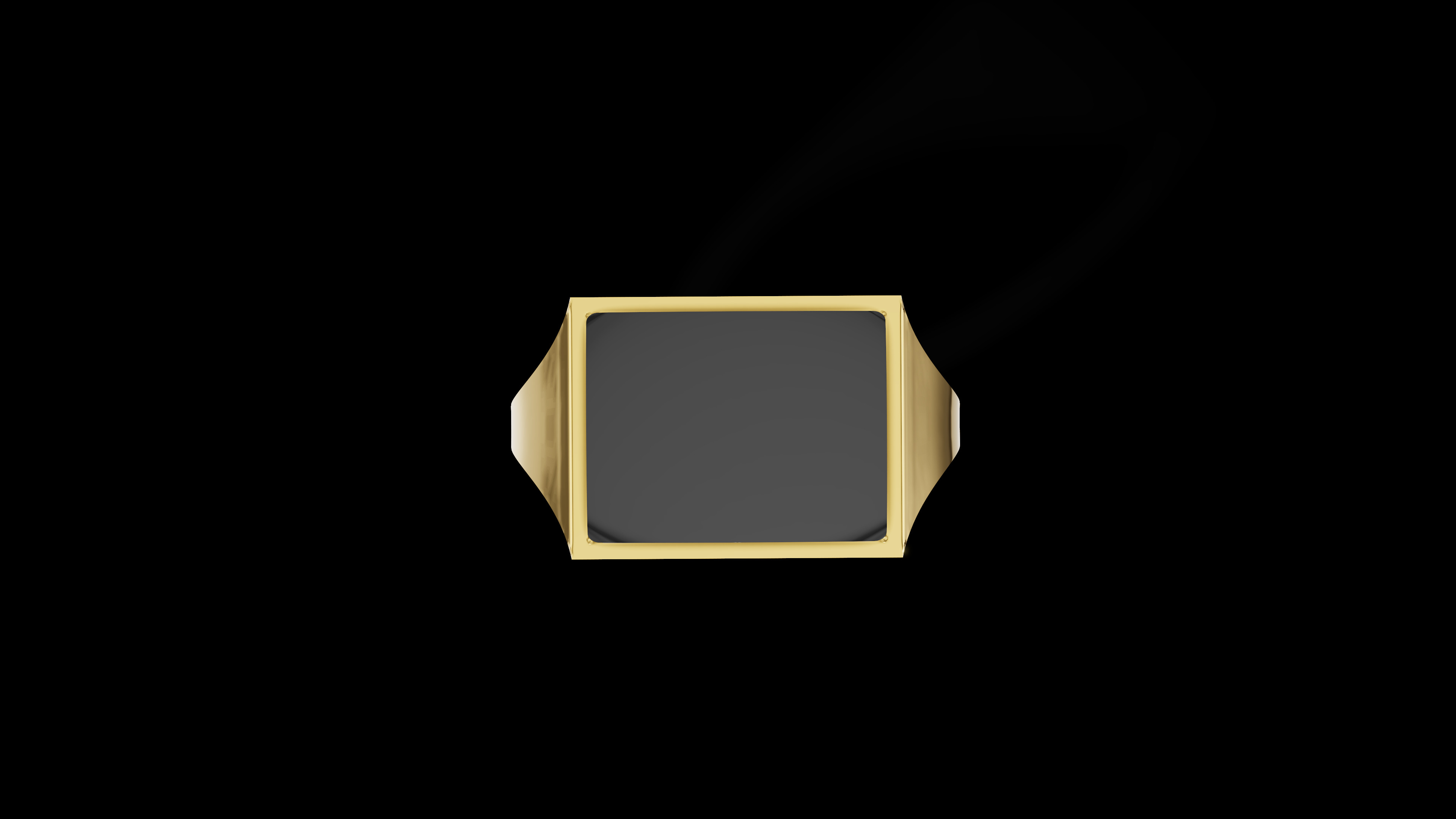 Rectangular Silver Ring with Gemstone  3D print model_10