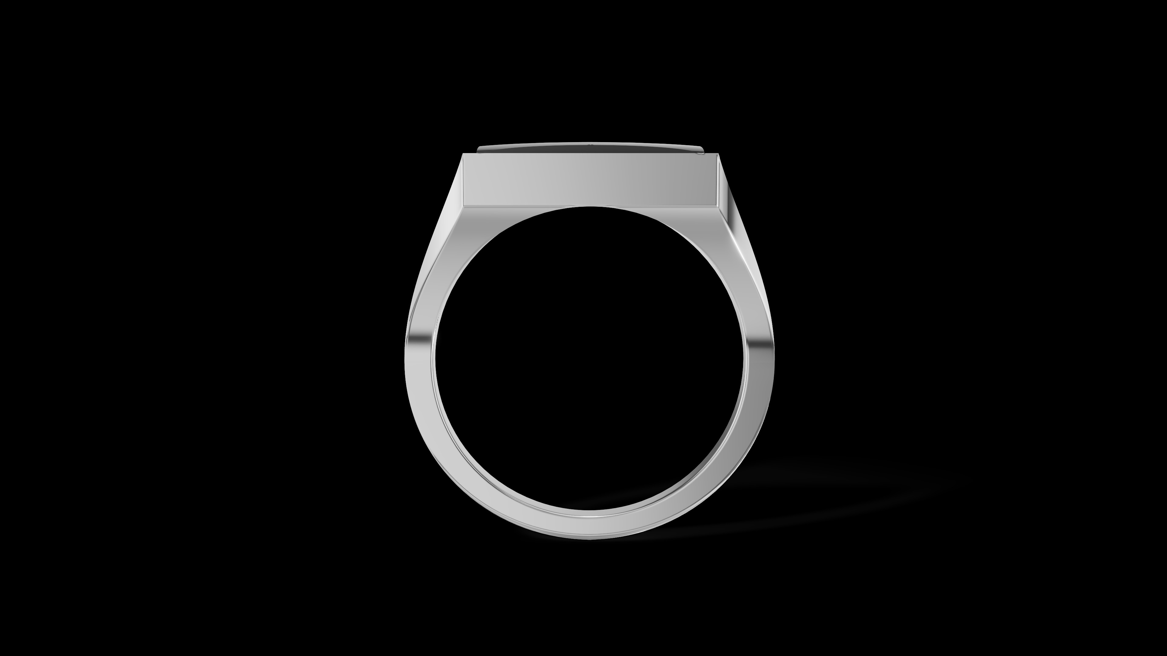 Rectangular Silver Ring with Gemstone  3D print model_8