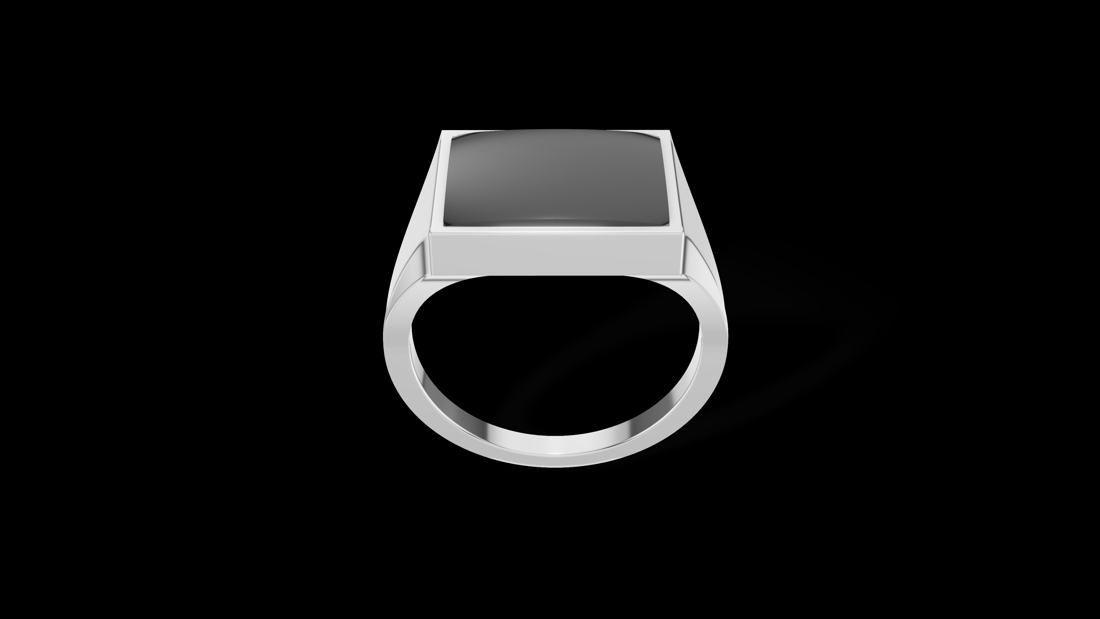 Rectangular Silver Ring with Gemstone  3D print model_6