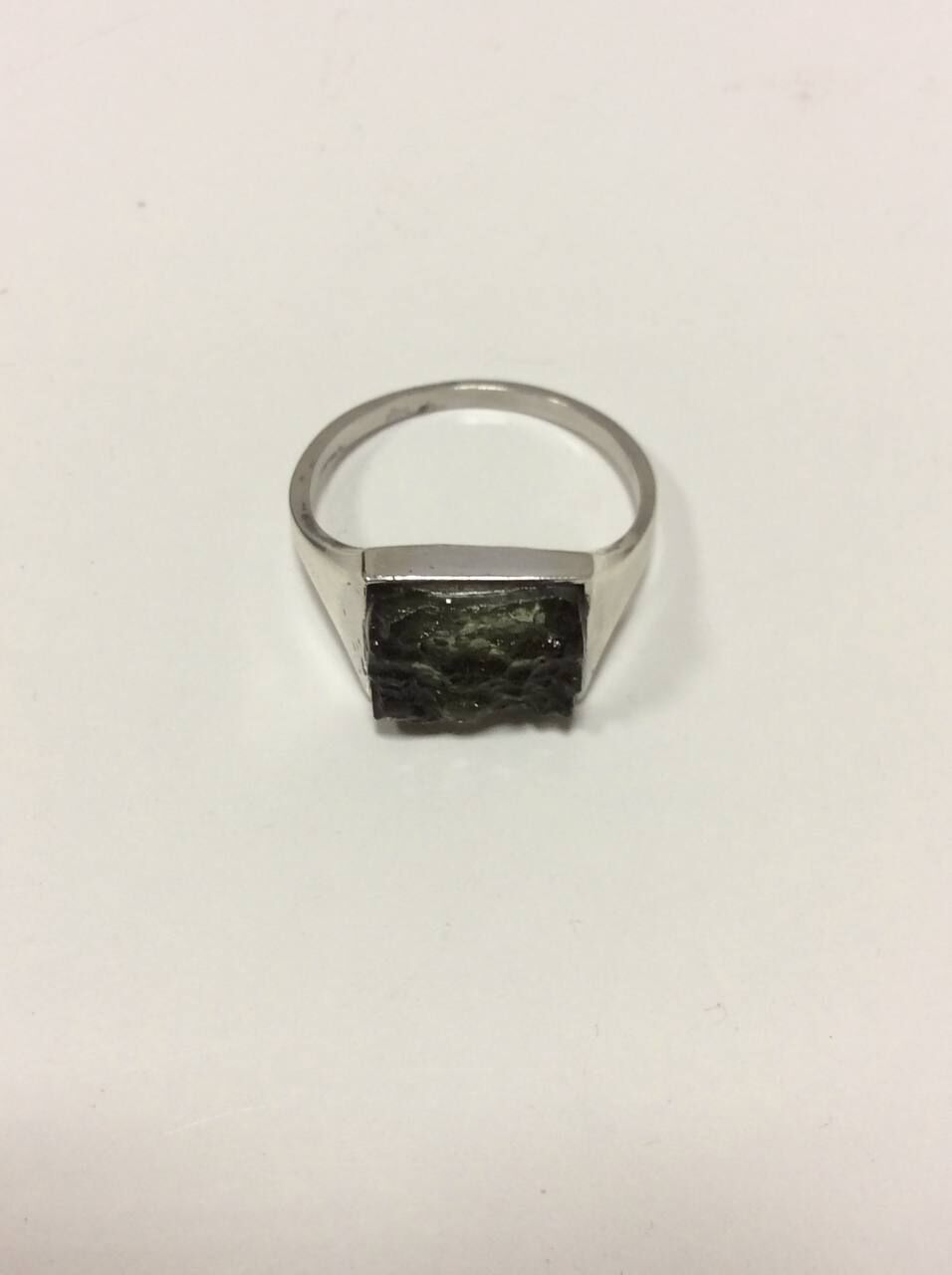Rectangular Silver Ring with Gemstone  3D print model_24