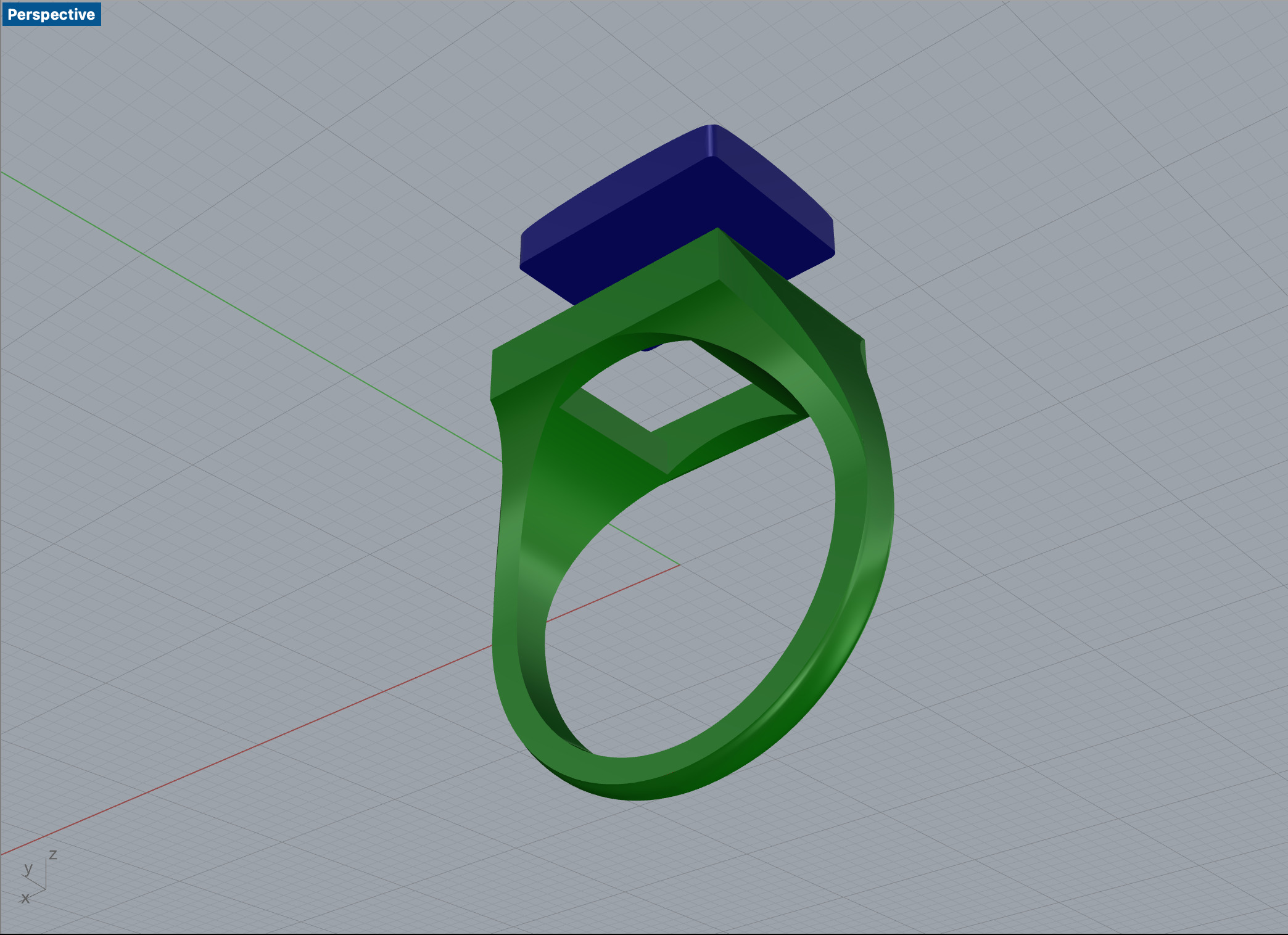 Rectangular Silver Ring with Gemstone  3D print model_20