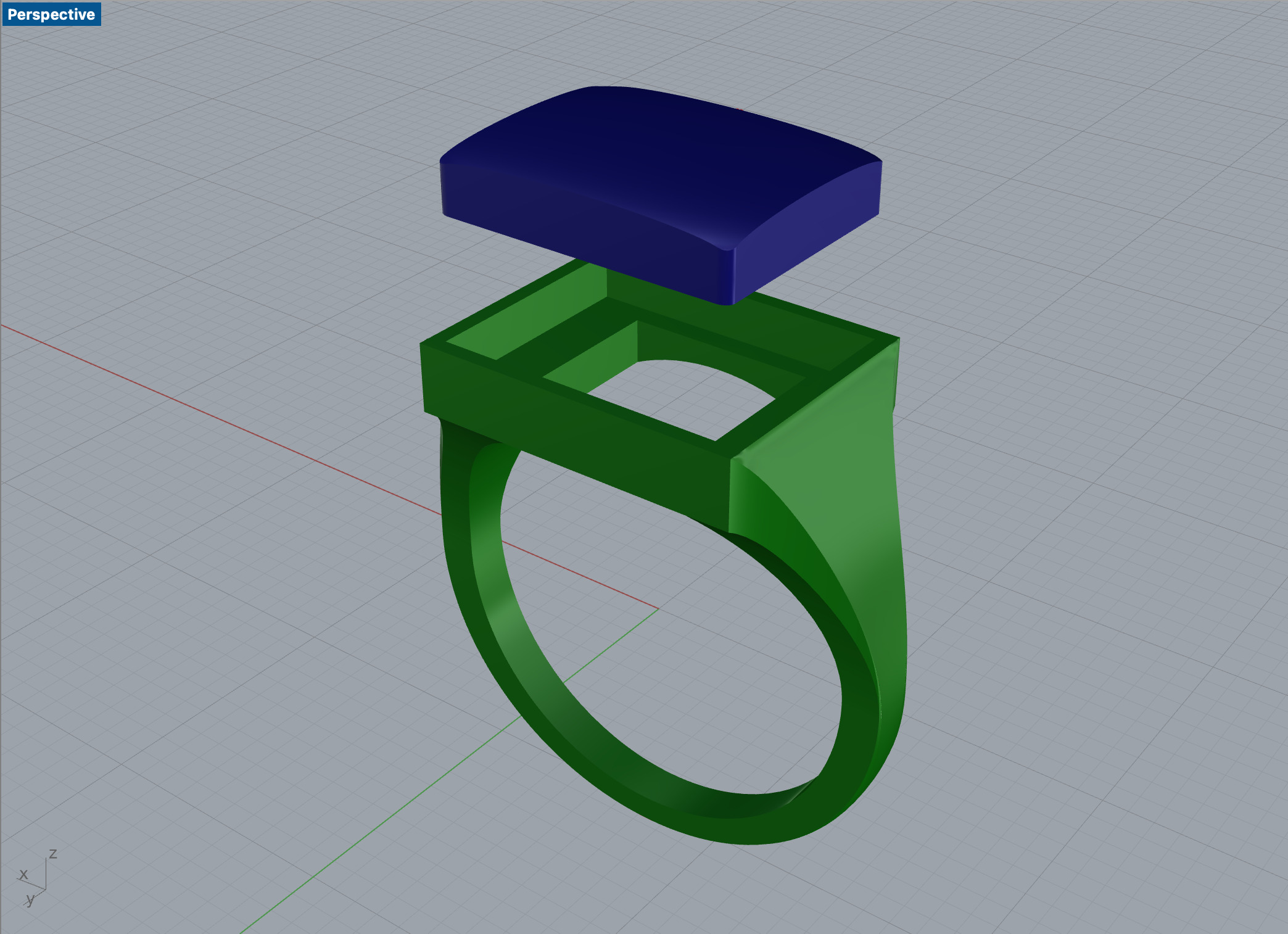 Rectangular Silver Ring with Gemstone  3D print model_19