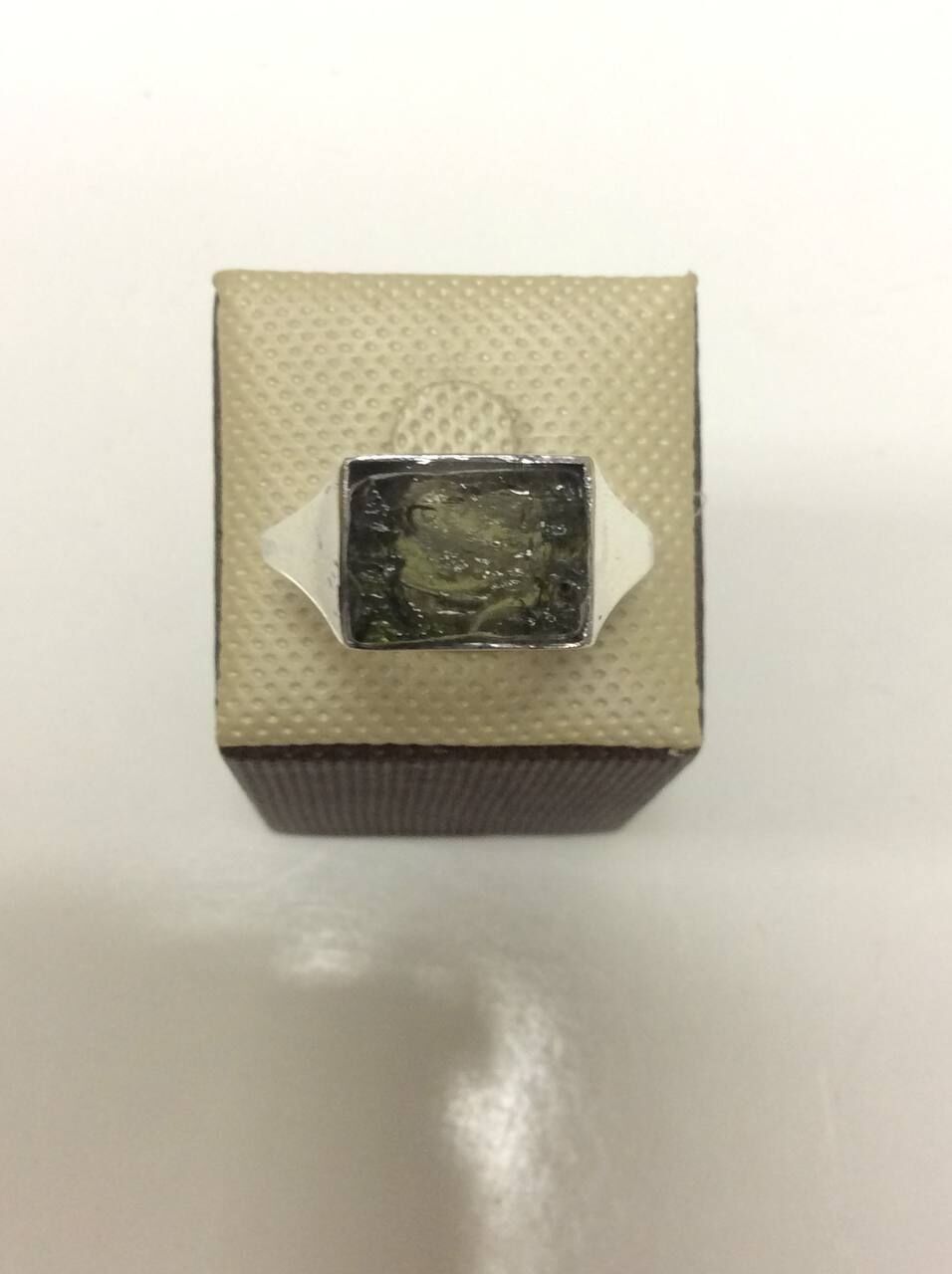 Rectangular Silver Ring with Gemstone  3D print model_26