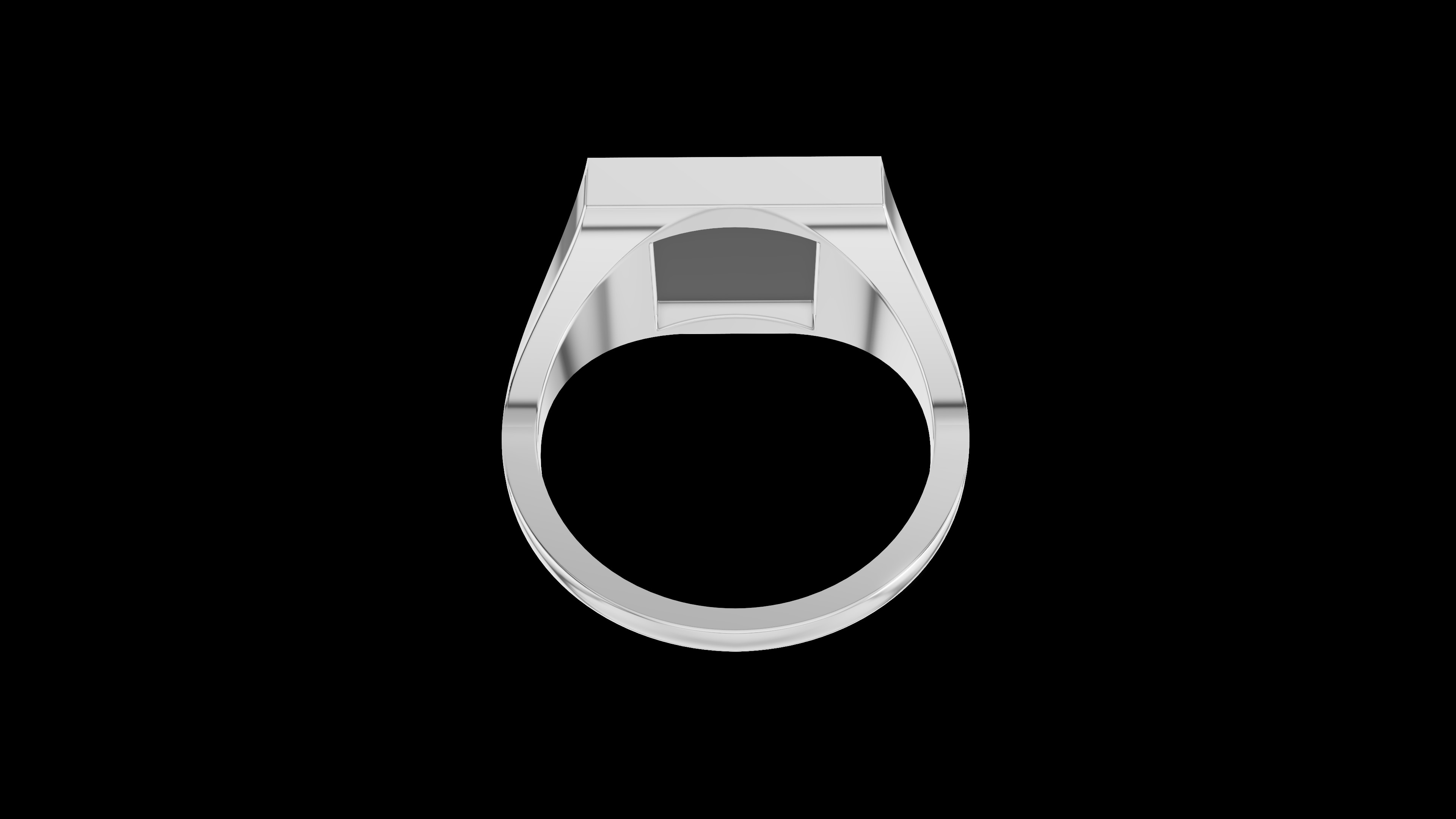 Rectangular Silver Ring with Gemstone  3D print model_5