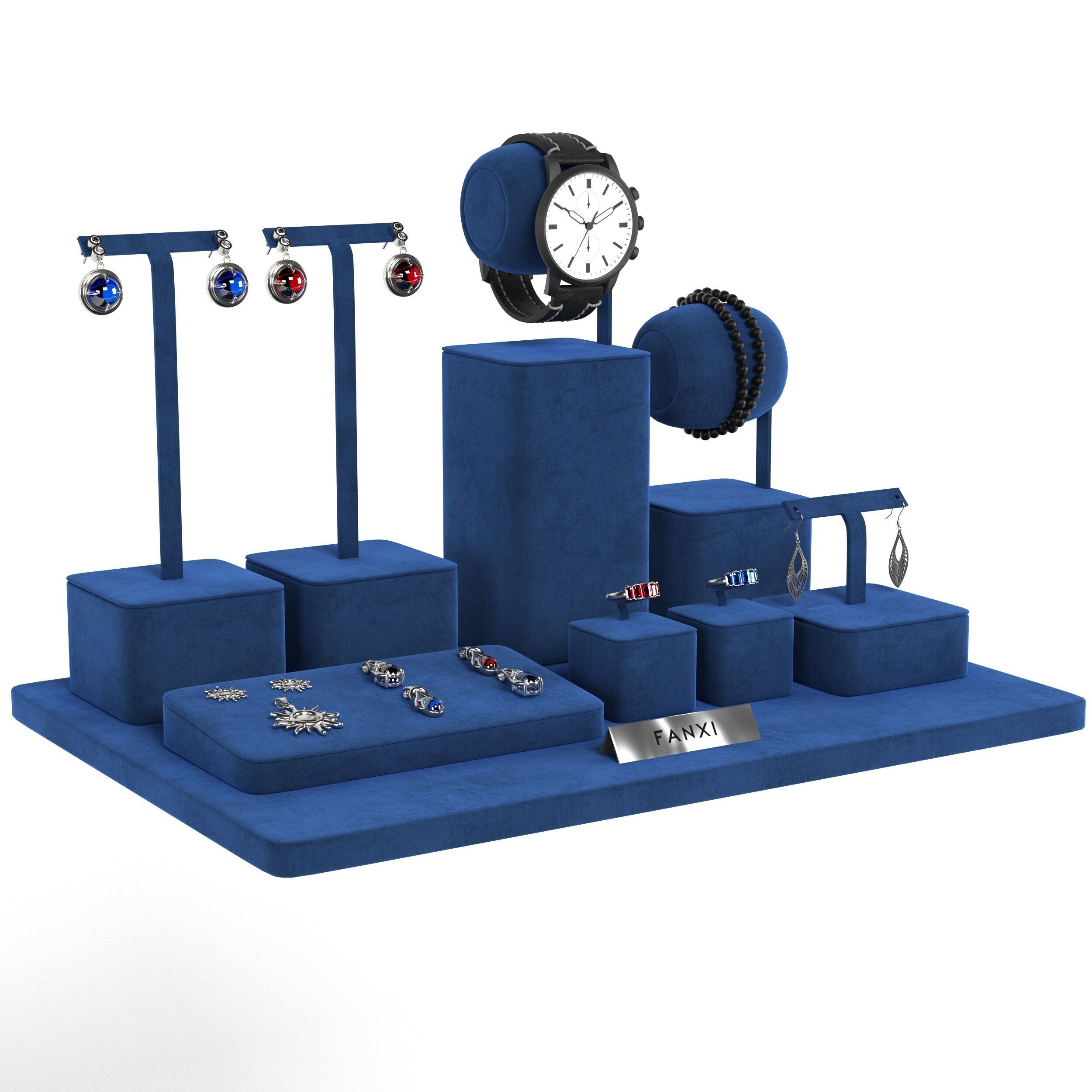 Blue Jewelry Display Stand - Fanxi 3D model_2
