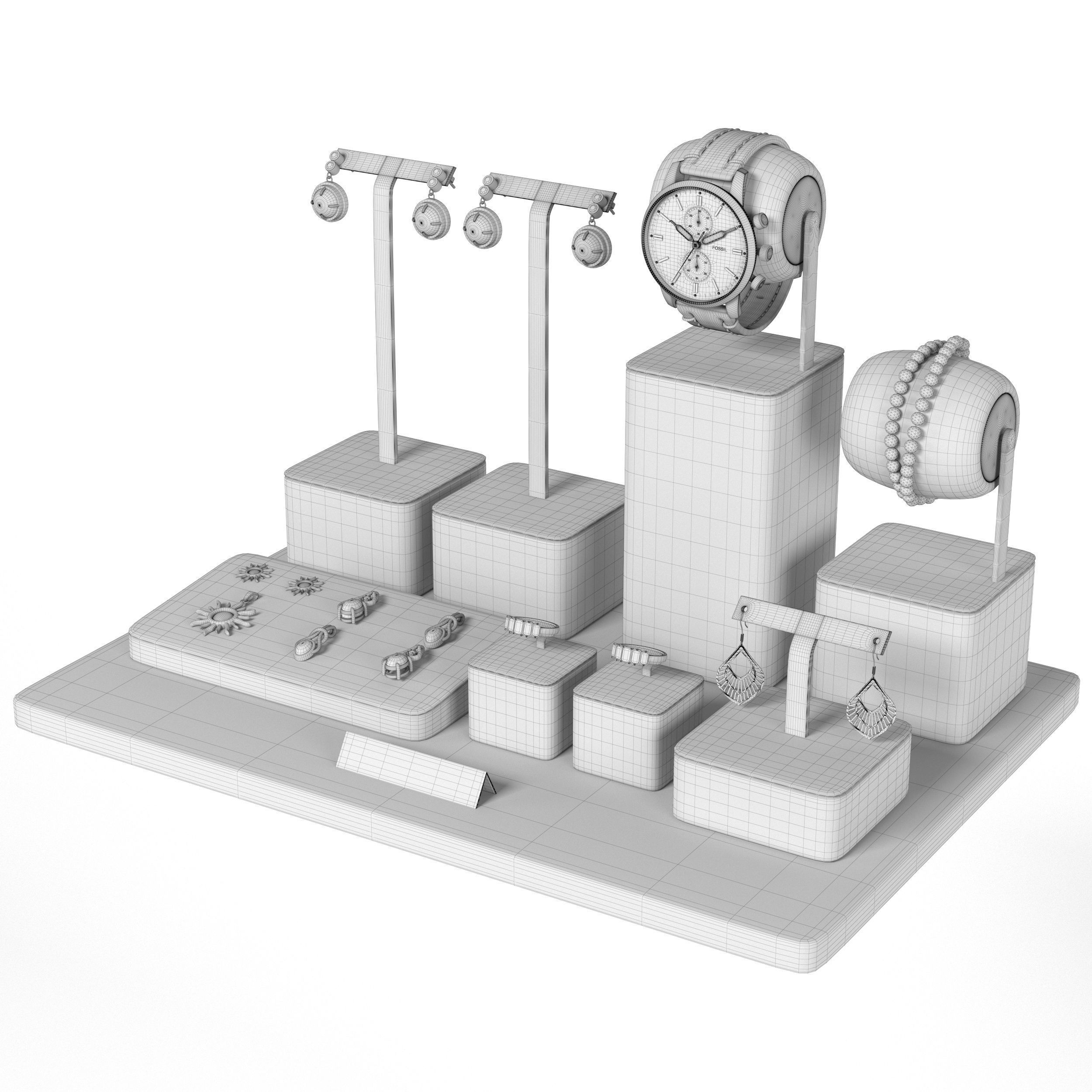 Blue Jewelry Display Stand - Fanxi 3D model_4