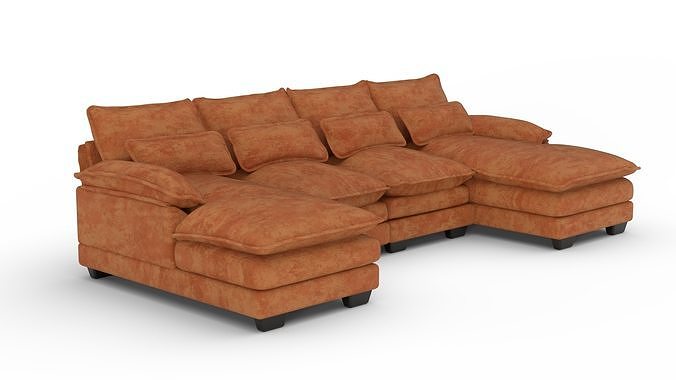 Modern Fabric Sectional Sofa Low-poly 3D model