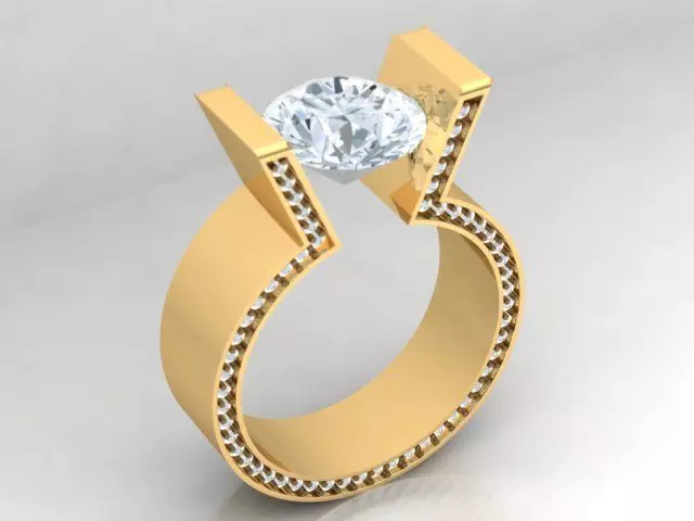 Architectural Style Solitaire Engagement Ring 3D print model