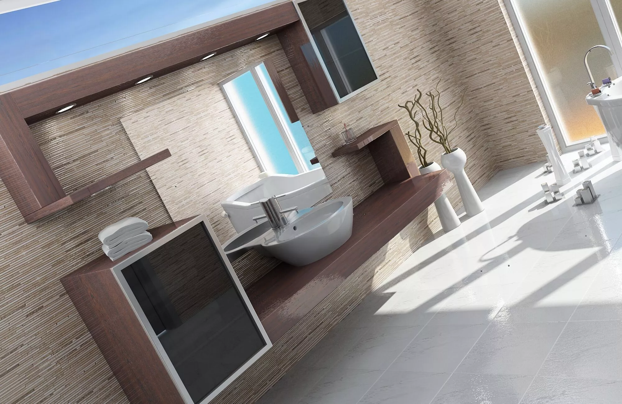 Modern Bathroom Cabinet 3D Model 3D model