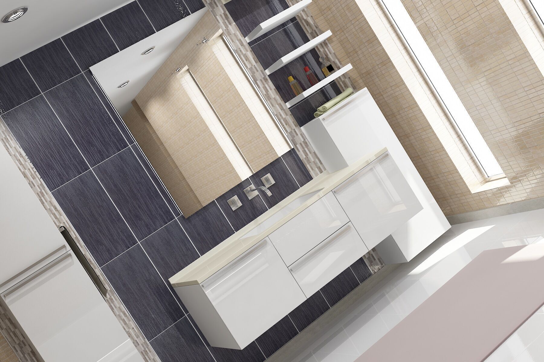 Modern Bathroom Cabinet 3D Model 3D model_3