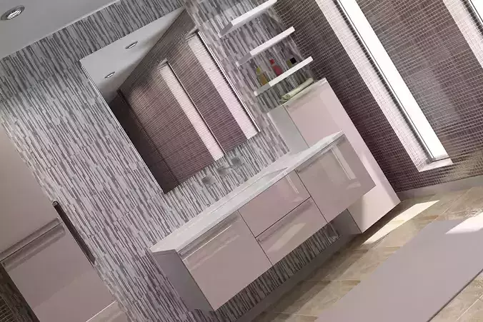 Modern Bathroom Cabinet 3D Model 3D model