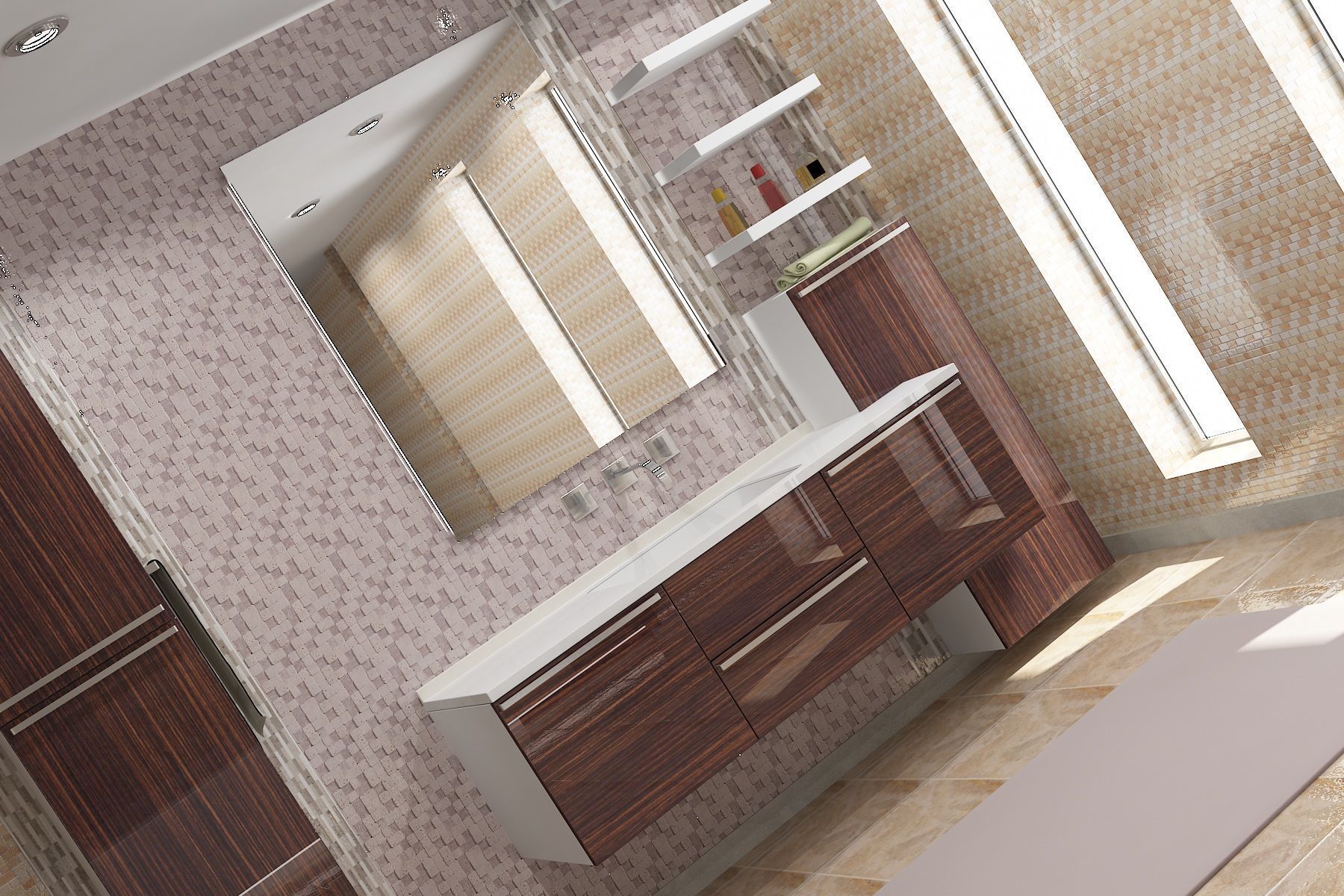 Modern Bathroom Cabinet 3D Model 3D model_1