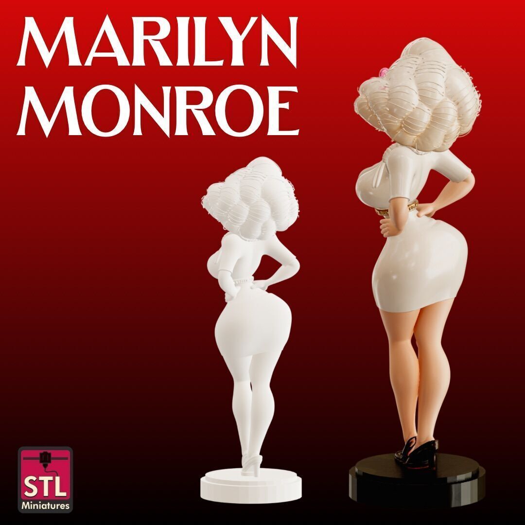 STL File Marilyn Monroe Classic Starlet Miniature 3D print model_3